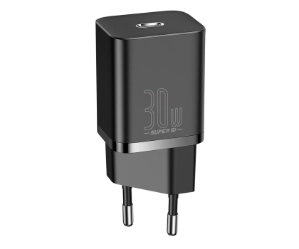 Ładowarka i akumulator BASEUS sieciowa Super Si Quick Charger 1xUSB-C 30W (czarna) CCSUP-J01